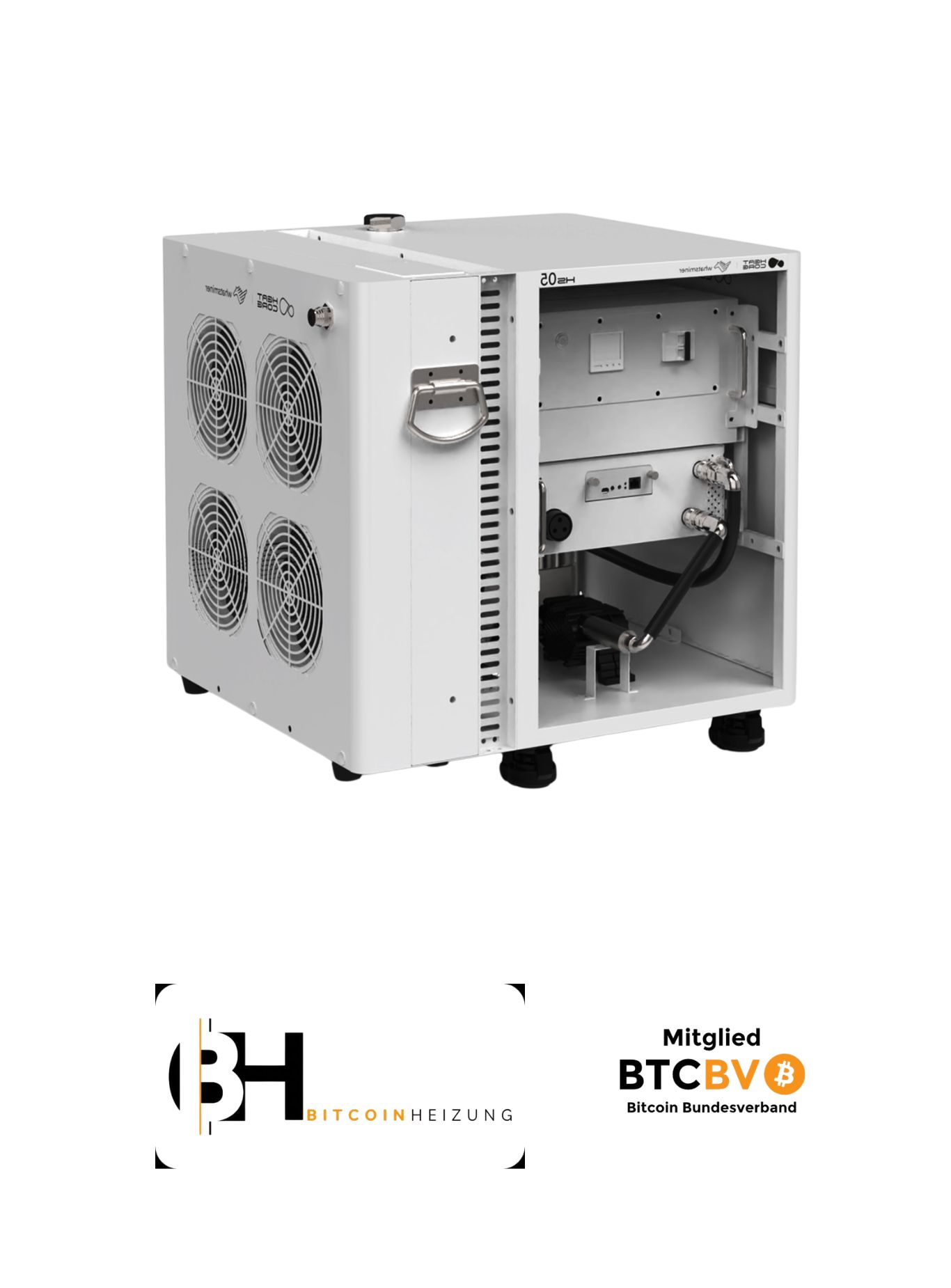 Hochleistungs-ASIC-Miner für effizientes Bitcoin-Mining in Kombination mit einer Hausheizung – Detailansicht der Rechenmodule.